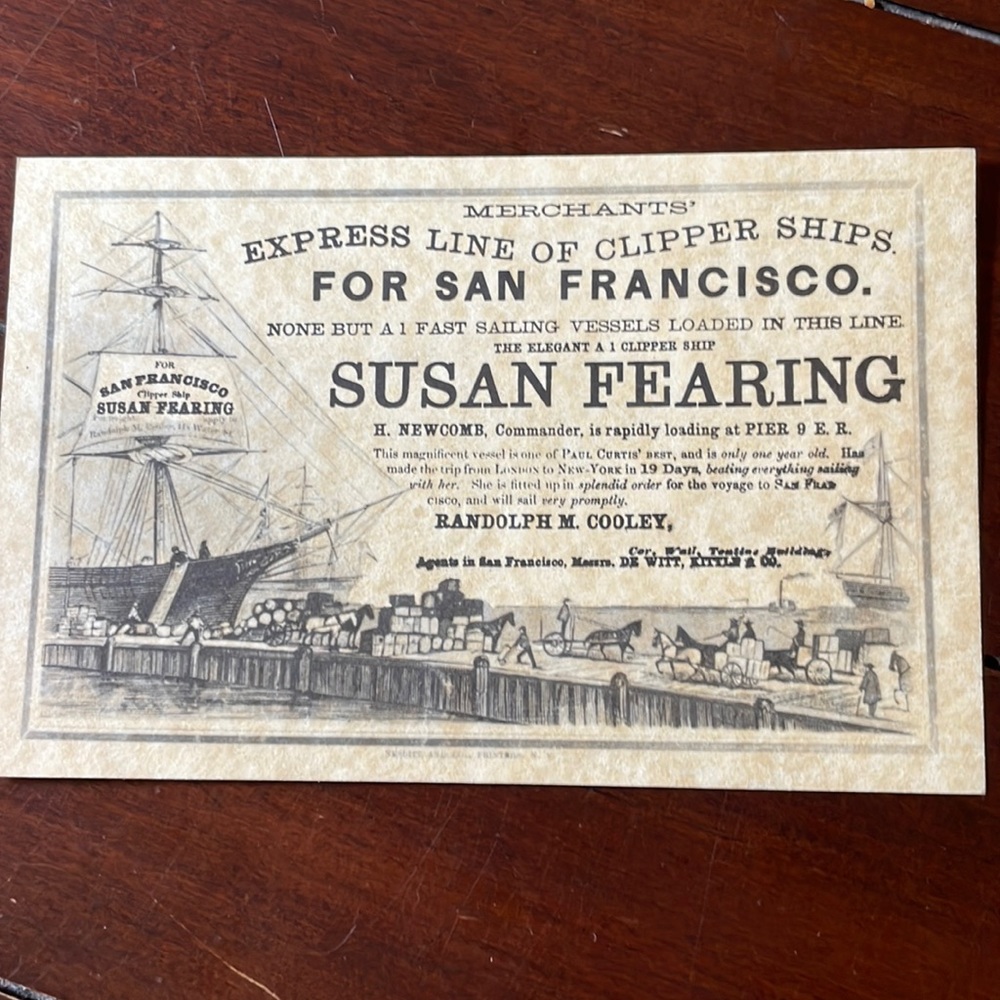 Clipper Ship Sailing Notices as Postcards